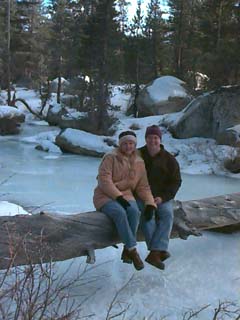Bret and Lori on a log.  Hmm.  Sounds gross.